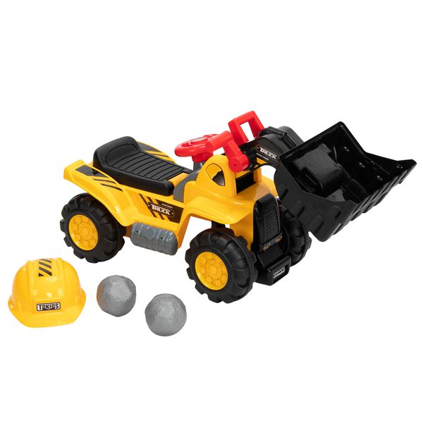 

kids ride on bulldozer children's toy car with two plastic simulation stones and a hat without power