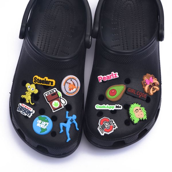 

soft pvc shoes charm buttons sandals croc charms for cartoon style, White;pink