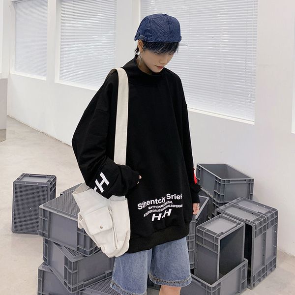 

men's spring 2021 and winter new bottom half-turtleneck m-5xl sweatshirt clothing qxci, Black