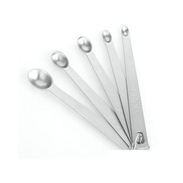 

set of 5 stainless steel round measuring spoons for measuring liquid and dry ingredients drop smidge jllesq powerstore2012