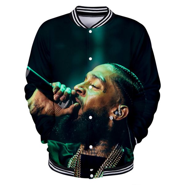 

pinted 3d nipsey hussle popular hip hop high street fashion casual cool sports baseball jacket xzzz, Black;brown