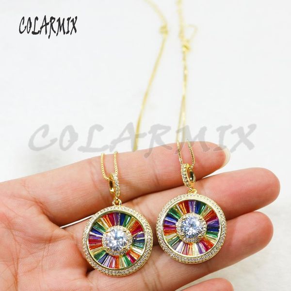 

4 шт. красочный циркон крошечный радуж цвет циркон ювелирные изделия подвеска ожерелье высокое качество простое стиль подвеска ожерелье 5669, Silver