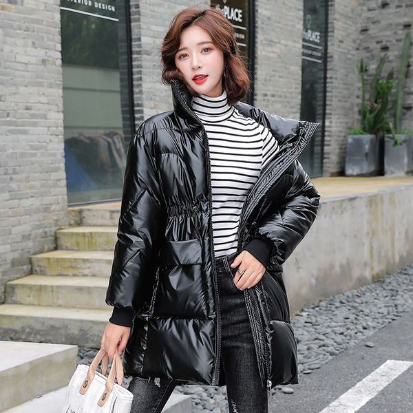 

2021 new long winter woman plus size solid female cold cotton coat howz, Black