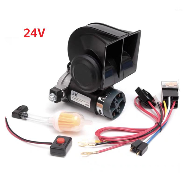 

12v 24v auto twin dual tone compact air horns kit 1.5m for car auto ruck lorry suv rv train caravan boat twin tone super loud1