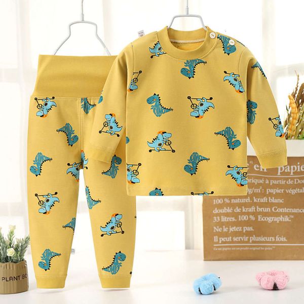 

and children's underwear suit boys' spring high waist belly protecting girls' cloth autumn pants 40 combed baby pajamas, Blue;red