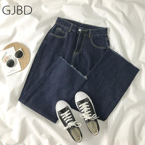 

women's jeans gjbd indie pants y2k 2021 spring streetwear high waist dark blue retro baggy casual boyfriend e girl straight for