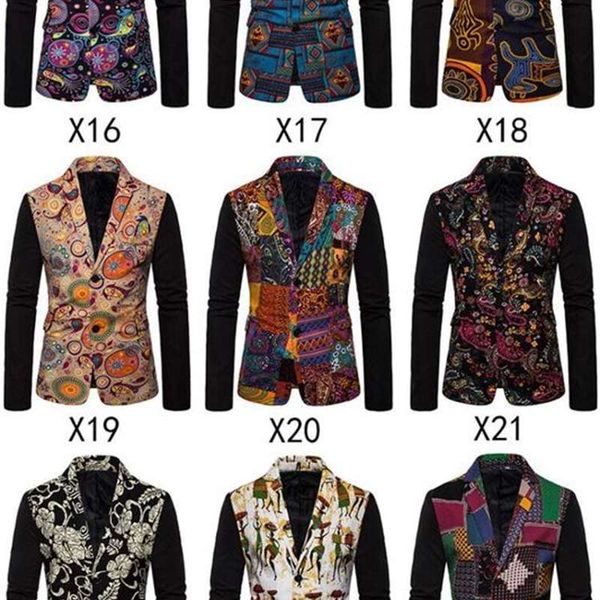 

selling suits youth casual men's ethnic printed large blazer, White;black