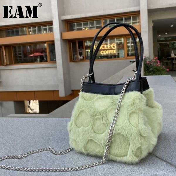 

eam] faux fur soft crossbody bags for women 2020 winter branded shoulder hand bag lady trending chain handbags and purses hp570 q1215, Black;red