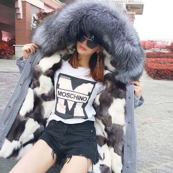 

2021 father surpass the new female autumn winter fox fur coat lining 7znw, Black