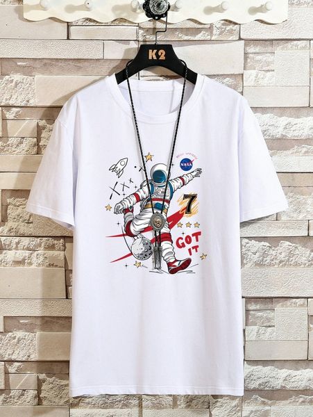 

romwe guys astronaut graphic tee 42xq#, White;black