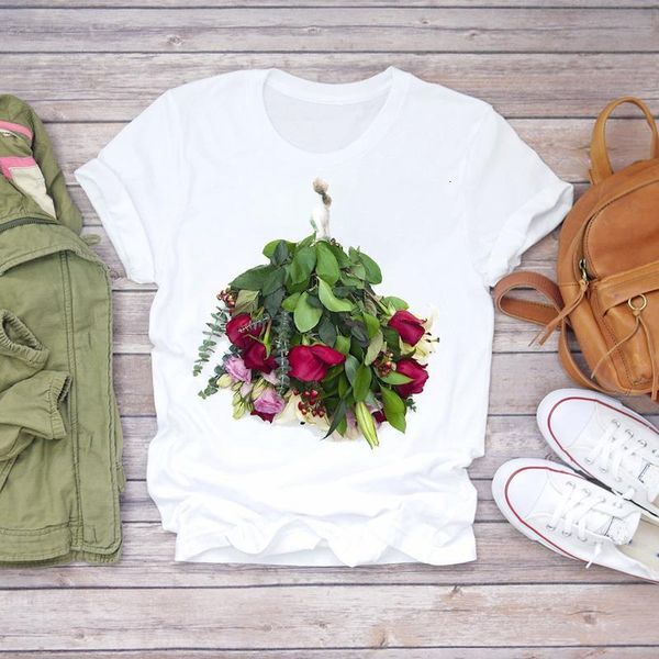 

womens t-shirts 90s plant girl fashion floral ladies flower lady floral women print ladies t graphic female tee t-shirt, White