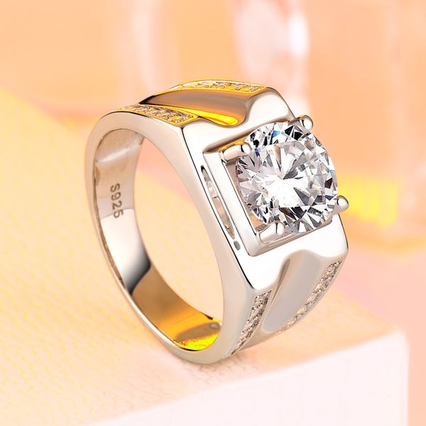 

новые аксессуары для продукта мода алмазное стерлинговое серебро мужская 925 кольцо, Golden;silver