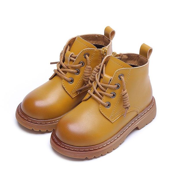 

boots 2021 brand autumn/winter fashion kids genuine leather anti-slip shoes boys girls short, Black;grey