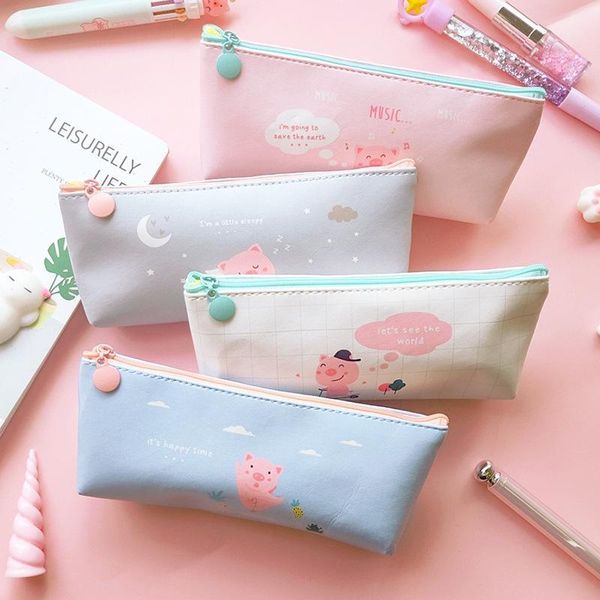 

cute piggy pencil case cartoon animal stationery bag office stationery storage bag box1