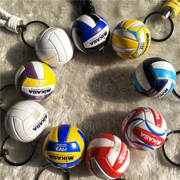 

keychains leather rope woven volleyball keychain ball key holder gifts car keyring chains bag backpack, Silver