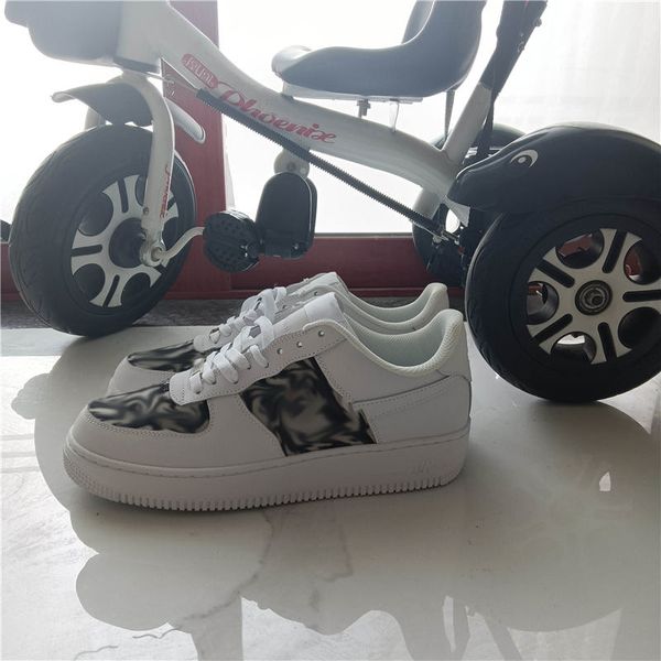 

2021 company-level original single version joint first layer soft leather stitching sneakers casual sports, Black