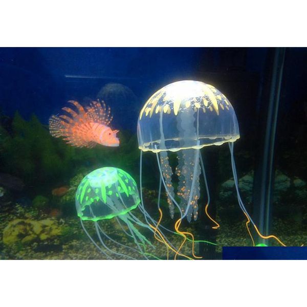 

big style 6 optional 10*21cm artificial glowing jellyfish with sucker fish tank aquarium decoration aquarium ornaments accessories nzdxv