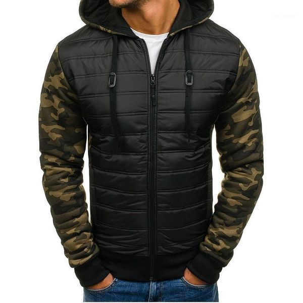 

zogaa autumn winter men's warm hooded cotton-padded jackets slim fashion camouflage oversizes mens clothing casual new1, Black