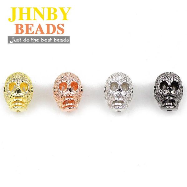 

jnby череп кулон кулон медные прокладки бусины 4 отверстия микро pave cz кристаллические подвески свободные бусины для ювелирных изделий бра, Bronze;silver
