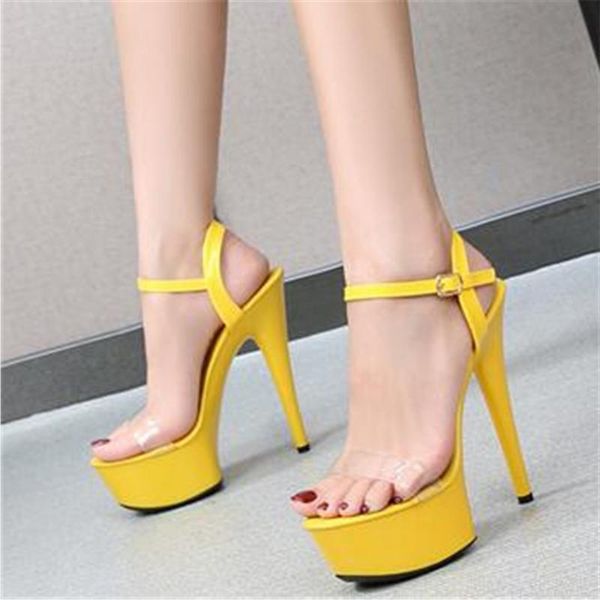 

new summer woman sandals thin heels platform 2021 beach wedding shoes steel tube dancing girl stripper shoes open toe black