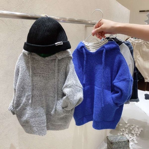 

new cheerio winter kids autumn children's wear men's and women's hooded knitted long sve coat korean version pillls sweater, Blue