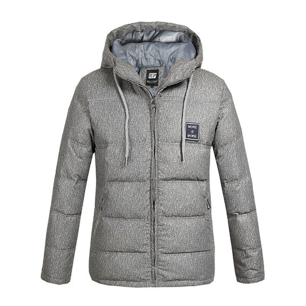 

casual with hood winter of men thick white duck down male jacket wind-proof dwindproof water zip outwear top, Black