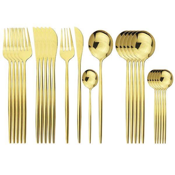 

24pcs/set cutlery set gold flatware set stainless steel dinnerware knives fork spoon kitchen dinner tableware silverware