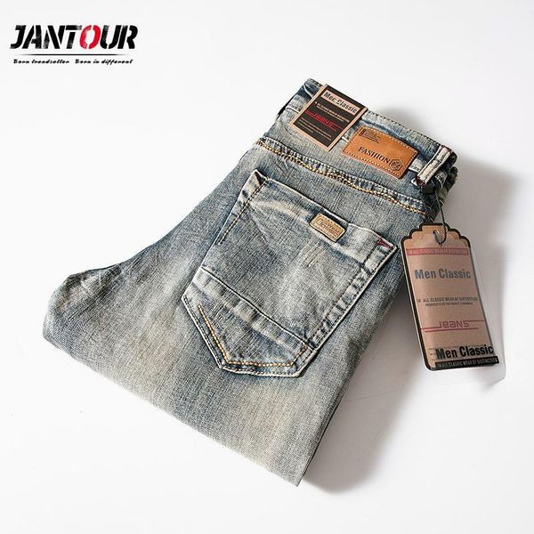 

2020 new jeans men slim fit men's long denim pants autumn winter trends casual mens jeans homme trousers cotton retro blue1, Blue