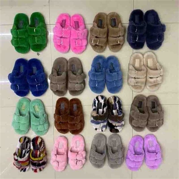 

european luxury 100% real mink fur slipper fashion women indoor winter furry slides ladies slippers y201026, Black