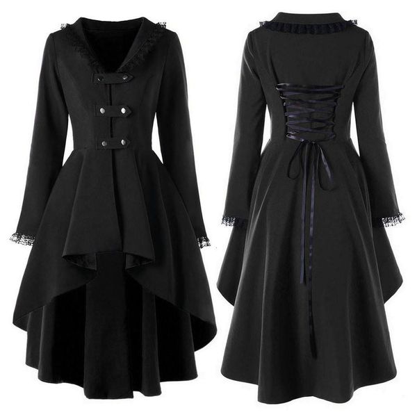 

2019 new fashion gothic vintage mid-long trench coat women black slim belt cloak mujer windbreaker female abrigos brazil#g7, Tan;black