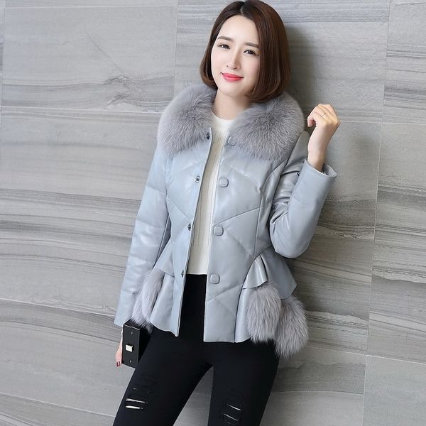 

winter genuine of women down jacket leather 6k5z, Black