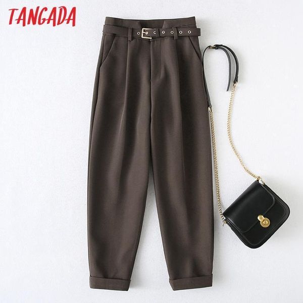 

tangada fashion women solid coffee harm suit pants trousers with slash pockets office lady pants pantalon yu101, Black;white