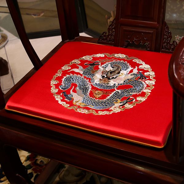 

chinese embroidery dragon seat cushions sofa dining chair pad office home decoration satin armchair sitting mat