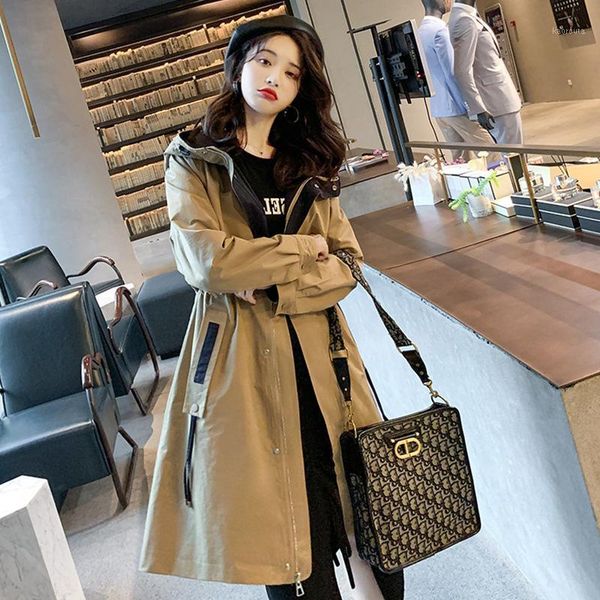 

quality hooded windbreaker women's middle and long style winter 2021 new fashion women's fur coat early winter coat ins1, Tan;black