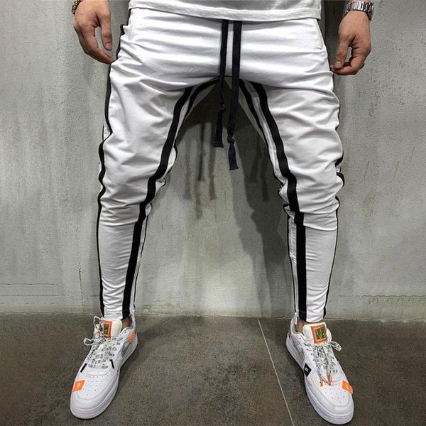 

men's pants cotton full sportswear casual stretch fitness trousers tight sports jogger, Black