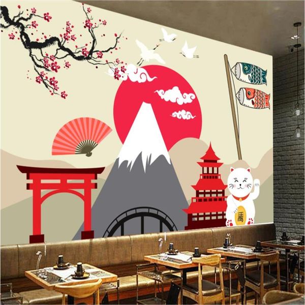 

wallpapers ukiyo-e japan lucky cat industrial decor background mural wallpaper 3d modern japanese sushi ramen restaurant wall paper