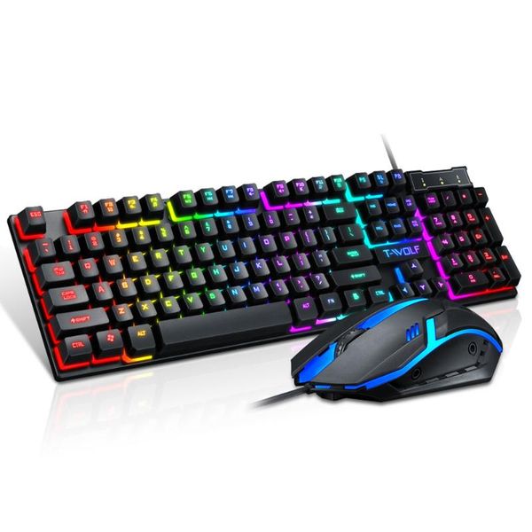 

tf200 usb wired gaming ergonomic rgb back light keyboard mouse combos set