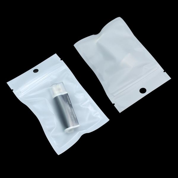 

200pcs lot matte clear front white plastic zip lock packaging bag with hang hole crafts sundries self seal zipper packing bag h sqcfjl