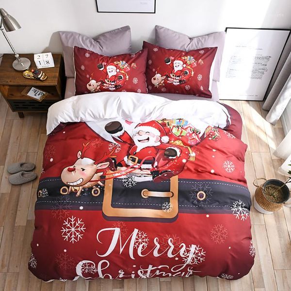

bedding sets christmas double bed set santa claus quilt cover  size linen red king bedding1