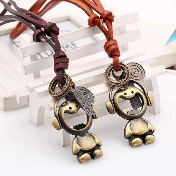 

pendant necklaces robot men choker women jewelry statement & pendants kolye long leather necklace p39, Silver