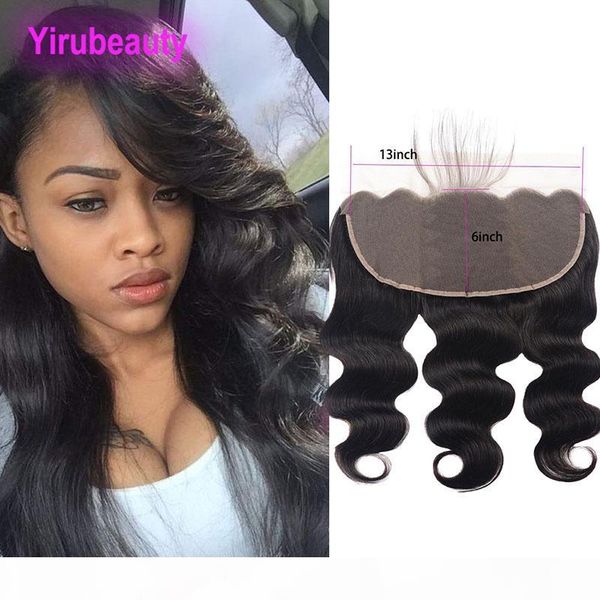 

indian virgin hair 13x6 lace frontal pre plucked body wave 13*6 closure natural color yirubeauty lace frontal hair products, Black;brown