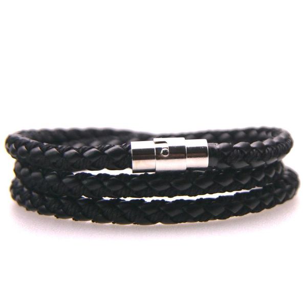 

trendy genuine leather bracelets men stainless steel multilayer braided rope bracelets for male female jewelry, Golden;silver