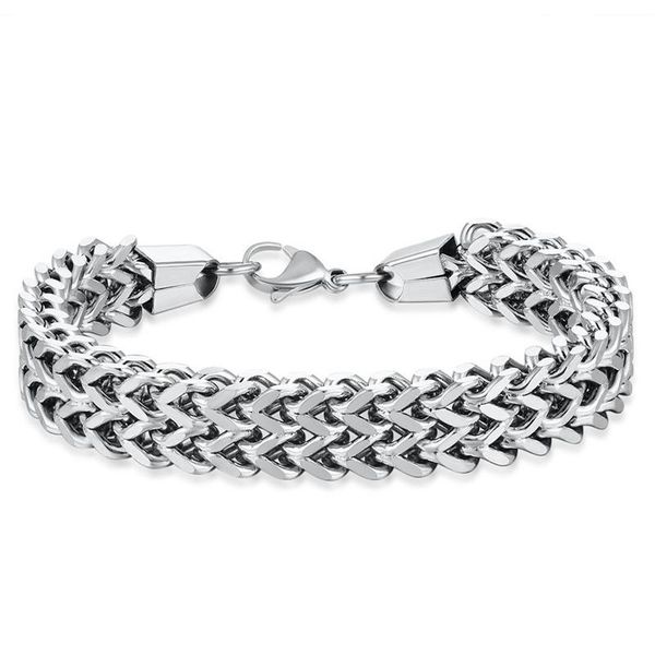 

men bracelet retro stainless steelsteel color mens bracelet chain hand hip hop charm male accessories wholesale, Black