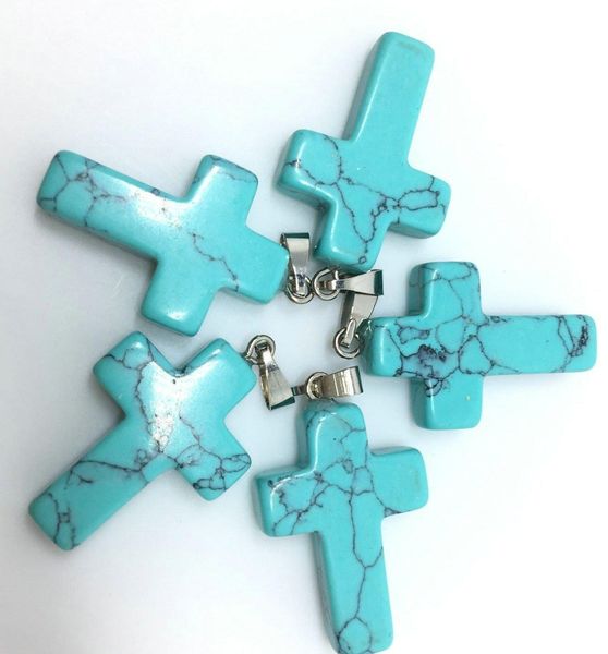 

gemstone cross pendants loose beads silver plated turquoise hook fit bracelets and necklace diy jewelry making