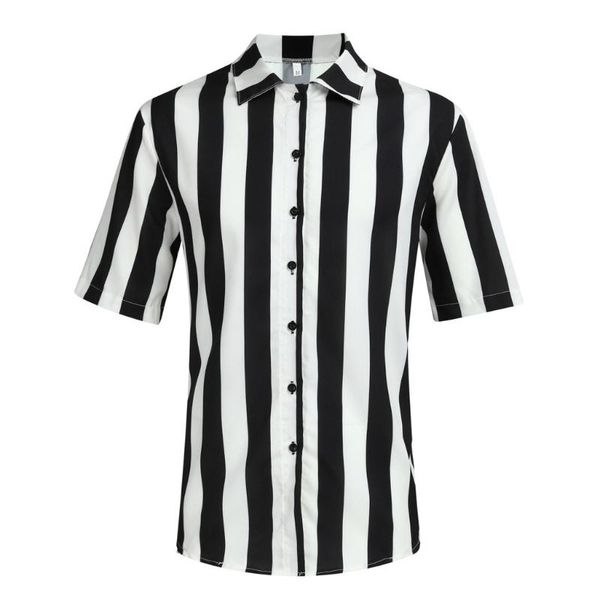 

men's casual shirts summer baggy beach hawaiian style striped short sleeve blouses lapel sports jogging shirt large size yl5, White;black