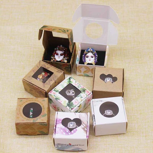 

50set урожай крафт подарки пакет box christmas box с window diy спасибо мраморности дизайн ожерелье серьги кольцо пакет box wmtlxy