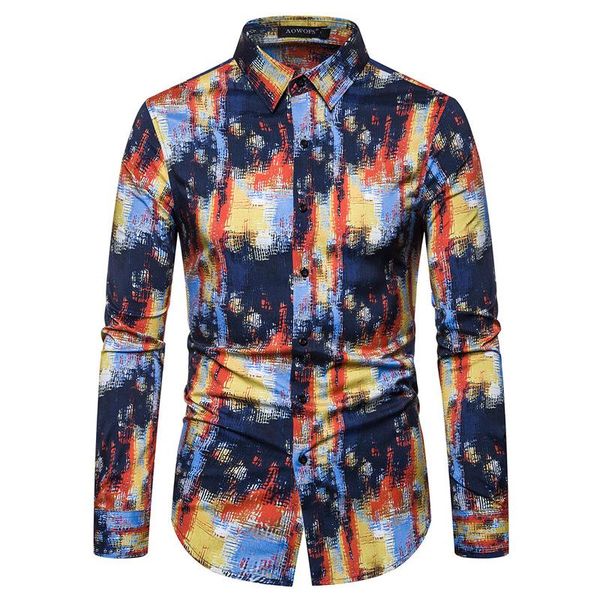 

mens autumn shirts mens fashion casual loose long sleeve shirts vintage camouflage print resilience european size 2xl, White;black