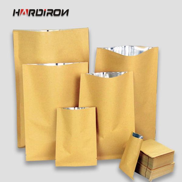 

storage bags kraft paper bag inner aluminum plating thicken yellow color pouches open heat seal packing foods coffee