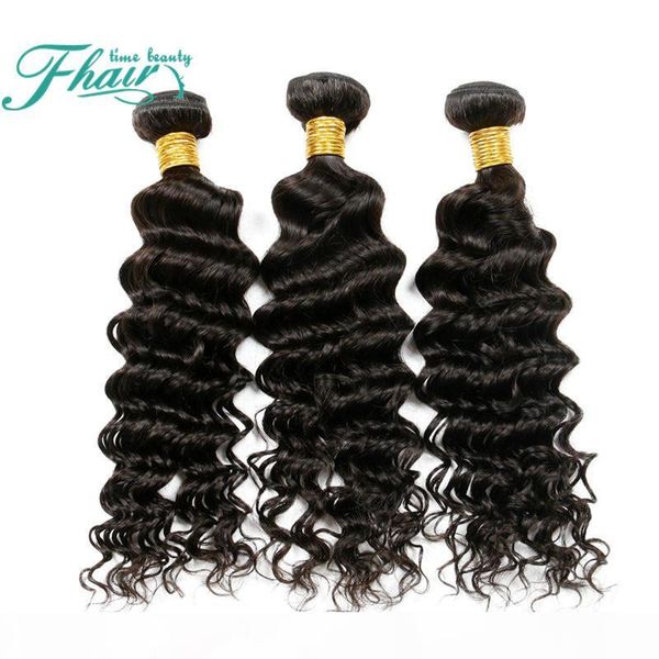 

7a mongolian deep wave hair 3 bundles human hair extensions length 10 to 30 inch dhl future time beauty hair products, Black