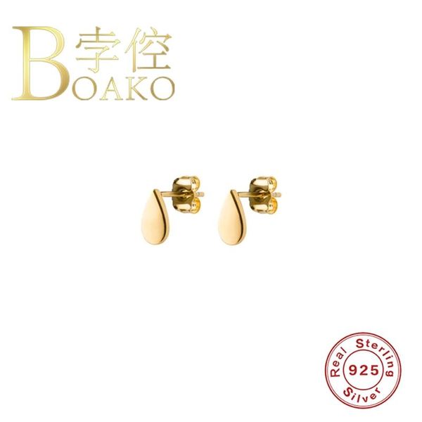 

stud boako mini gold earrings for gifts 925 sterling silver women piercing pendientes brincos aretes fine jewelry, Golden;silver